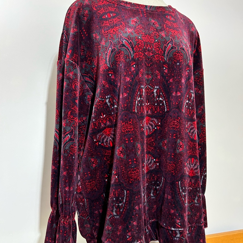 Ruff Hewn GREY NWOT long bell sleeve, velour texture, XL, never worn, size XL - Picture 2 of 8